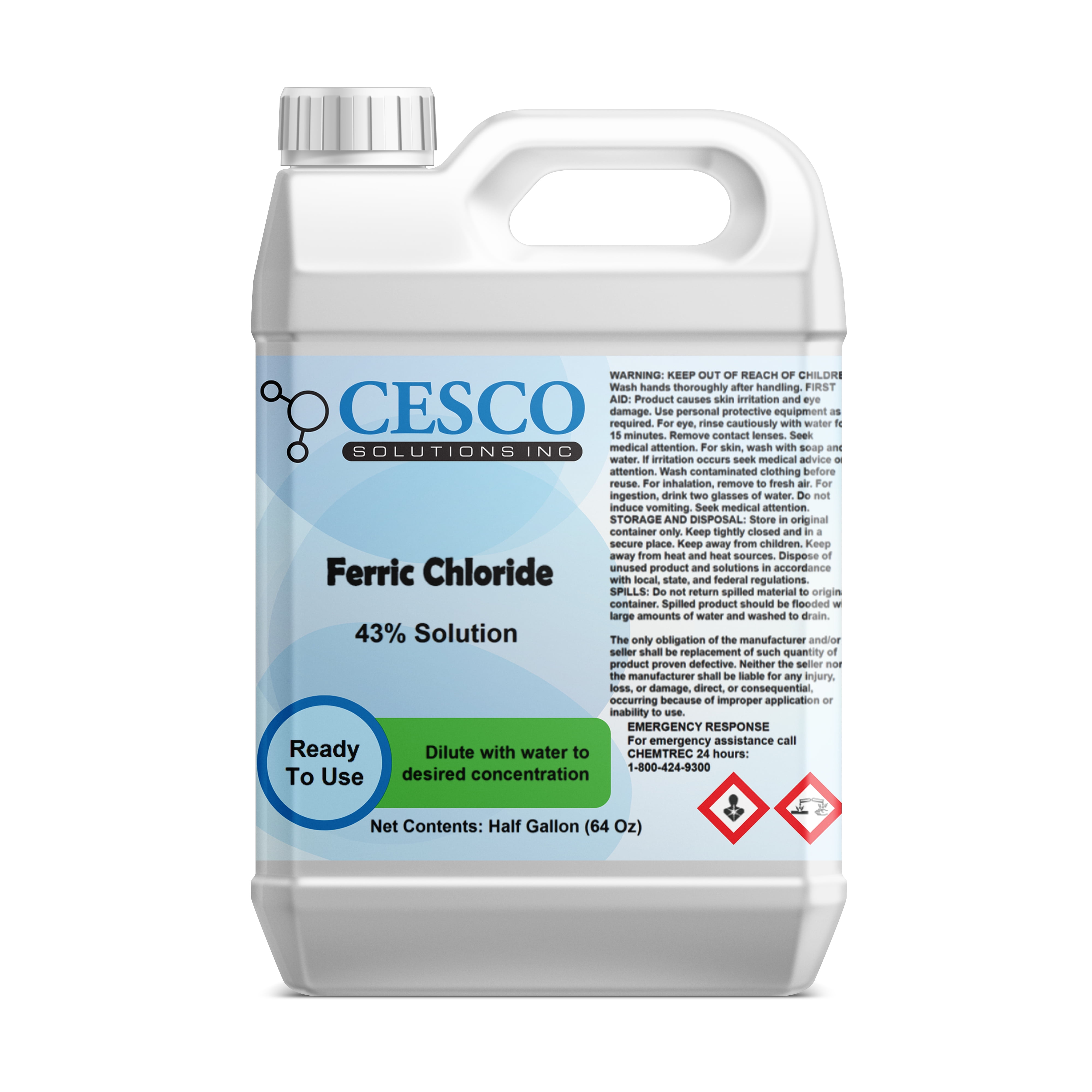 Cesco Solutions Ferric Chloride – 64Oz High Concentration Chloride ...