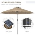 thumbnail image 3 of Outsunny Parasol de Patio à LED, Parasol de Terrasse Éclairé avec 4 Modes d'Éclairage, Charge Solaire et USB, Kaki, 3 of 7
