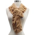 thumbnail image 3 of Beige Feminine Ruffled Knit Winter Infinity Scarf, 3 of 9