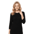 thumbnail image 2 of Yemak Women's Round Neck Cable Knit Long Sleeve Sweater Dress Black-L-BD, 2 of 4