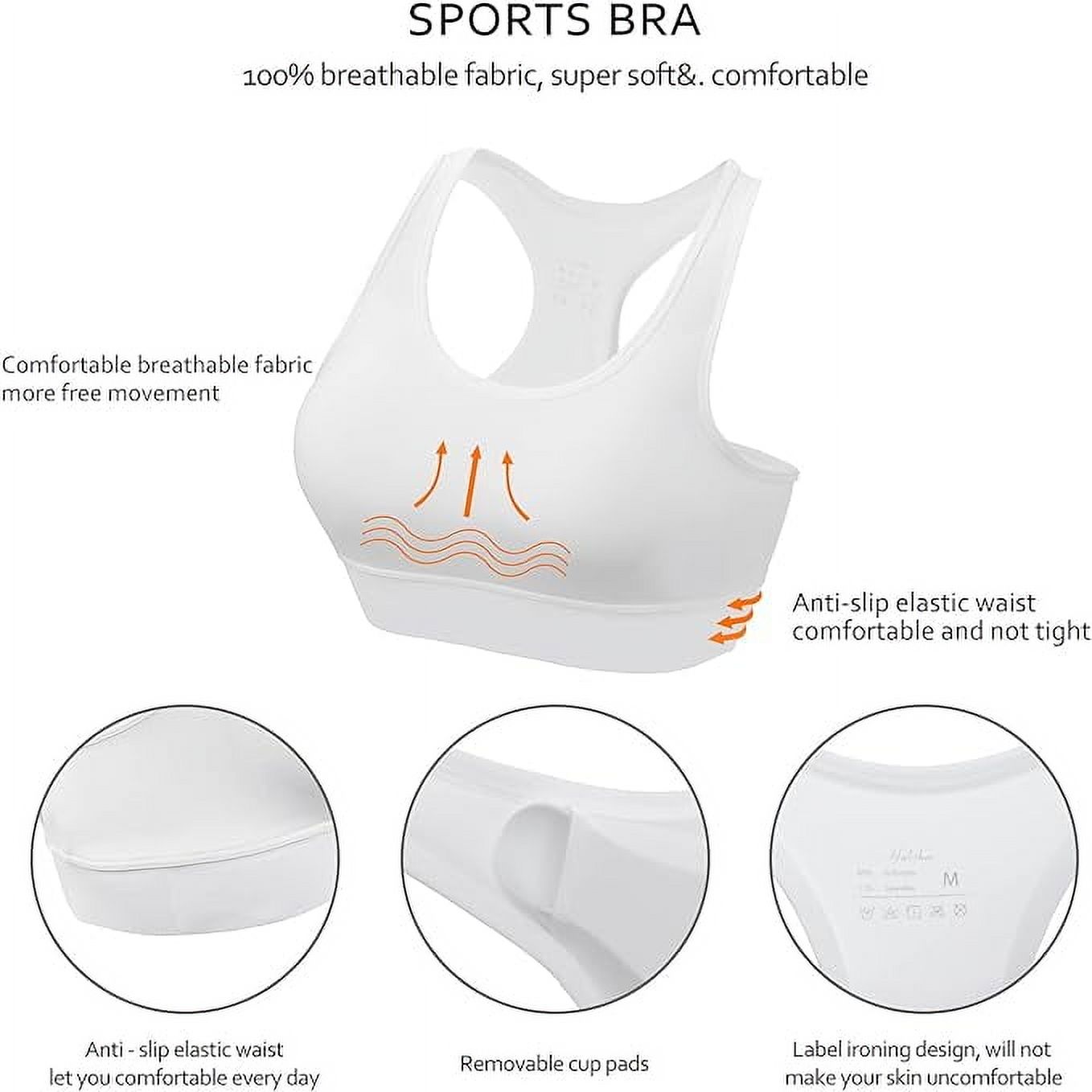 HBlife Women's High Impact Racerback Sports Bras, 3-Pack photo 3