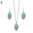 thumbnail image 2 of vnanda Ethnic Style Necklace Earrings Set 2pcs/set Ethnic Style Faux Turquoise Necklace Earrings Set Women's Shining Rhinestones Inlaid Pendant Jewelry, 2 of 8