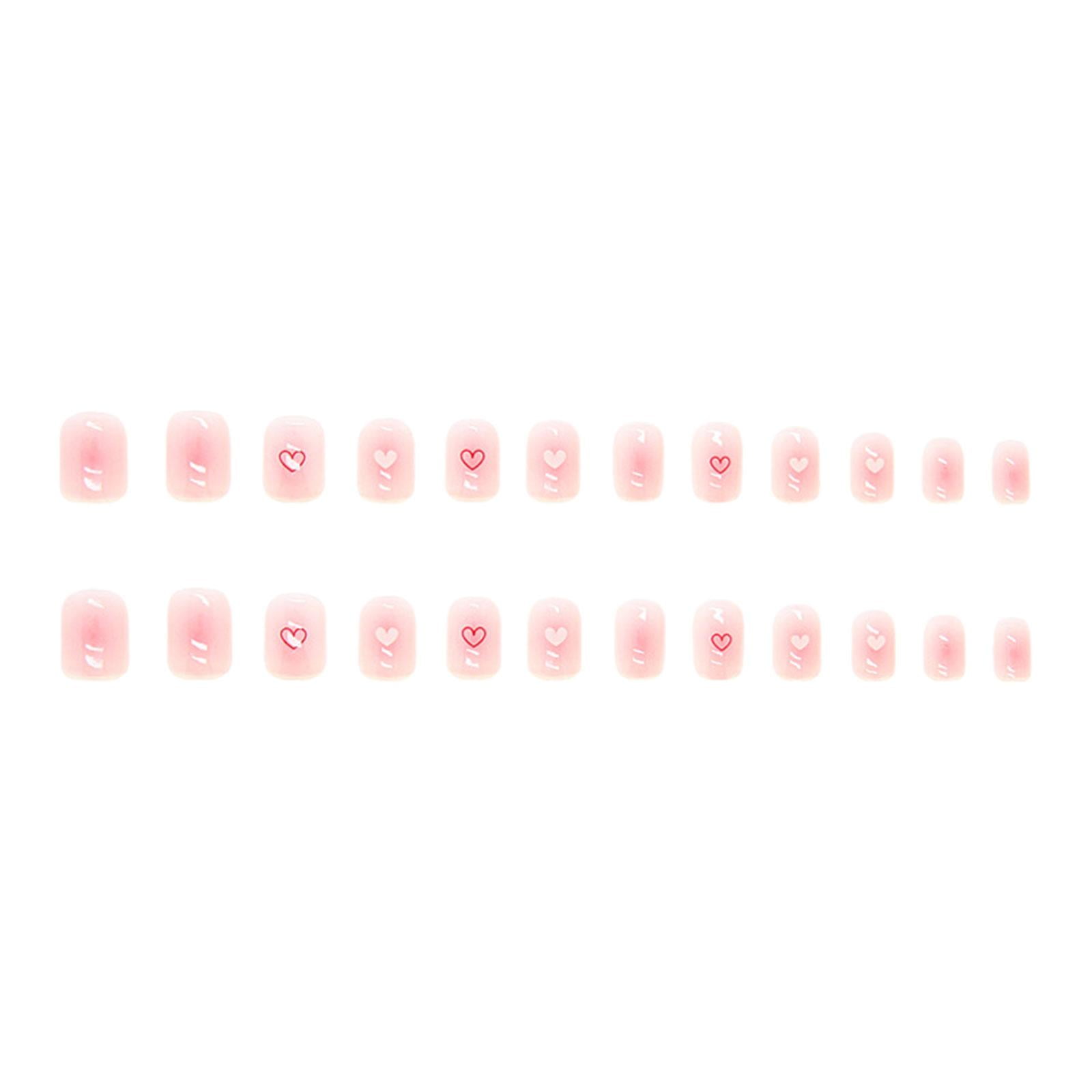 Gazechimp 6X 24Pieces Valentine's Day Press on Nails Red White Hearts Removable Practical