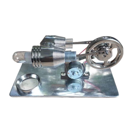 Stirling Engine Model Kit That Works Fully Metal Assembled Stirling Engine Model with Light Bulb for Physics Science Experiment Demonstration