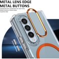 thumbnail image 3 of Magnetic Crystal Clear for Samsung Galaxy Z Fold 3 Case Compatible with MagSafe Screen Camera Guard Slim & Lightweight Anti Fingerprint Yellowing Resistant Hard PC Shockproof Case, Orange, 3 of 7