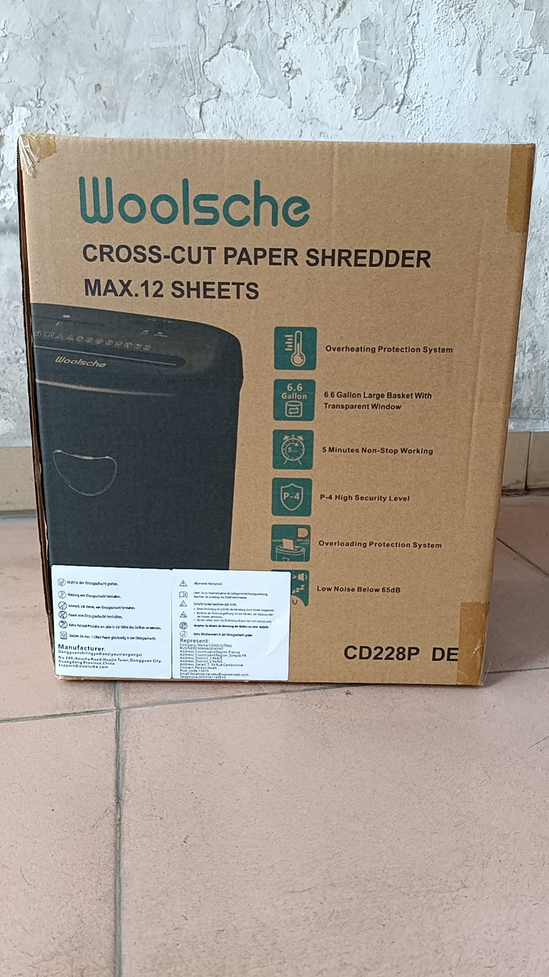 12‑Sheet Cross Cut Paper Shredder, Shreds Credit Cards, CDs & Paper Clips, 25L Bin for Home & Office Use