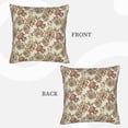 thumbnail image 4 of LNWH Beige Traditional Floral Batik Throw Pillow Covers, Square Soft Linen Decorative Pillow Cases, 18"x18" Inch, 4 of 8