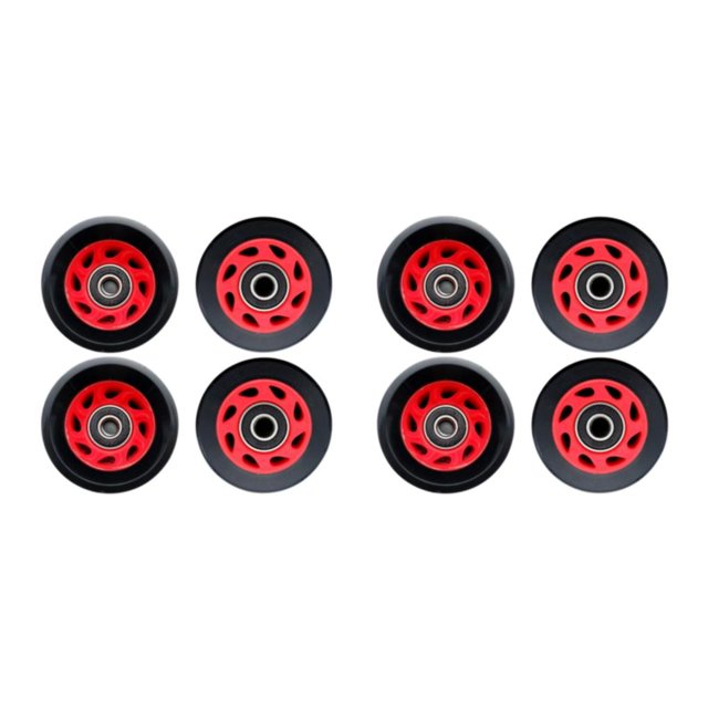 Decodeary Roue de Patin en Ligne PU Résistante à l'Usure Roues de Remplacement 58mm 82A Noir+rouge 58x58x32mm 2ensemble