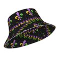 thumbnail image 2 of Naloa Mardi Gras Fleur de Lis Reflective Double-Sided Bucket Hat, Sun Hat, Soft and Breathable for Gardening, Beaching, Camping, Hiking, Fishing, 2 of 9