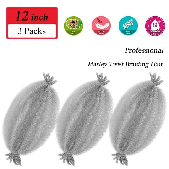 FGERFE-Marley Twist Braiding Hair Extensions Afro Spring Twist Hair 12 Inches Grey Cuban Twist Marley Hair Island Micro Springy Afro Kinky Twist Crochet Hair Braiding