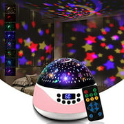 Star Projector Night Light for Kids, Baby Projector for Bedroom Night Light for Baby Nursery - with Moon Timer Remote and Music Speaker 360 Degree Rotation - Best Star Projector for Kids Gift- Pink