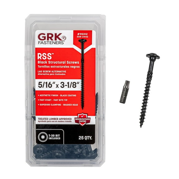 ITW Brands GRK Fastener RSS Screws - Alloy Steel, Black - 25 Pack, 5/16 x 3-1/8 In.