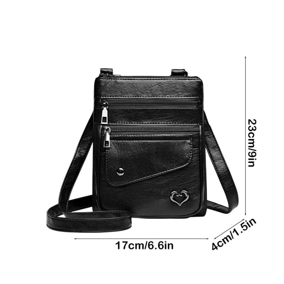 yulier Women's Soft Leather Crossbody Bag, Multi Pocket Crossbody Purse, Ladies Cell Phone Bag Small Shoulder Sling Handbag, Gift for Girlfriend Mother Wife, Black