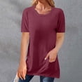 thumbnail image 1 of Pxiakgy Vente Chaude!! T-Shirt d'Été Surdimensionné à Manches Courtes pour Femmes Col Rond Décontracté Simple Ample avec Poches 2025 T-Shirt en Coton Uni à Manches Courtes pour Femmes Rd2 TG, 1 of 5