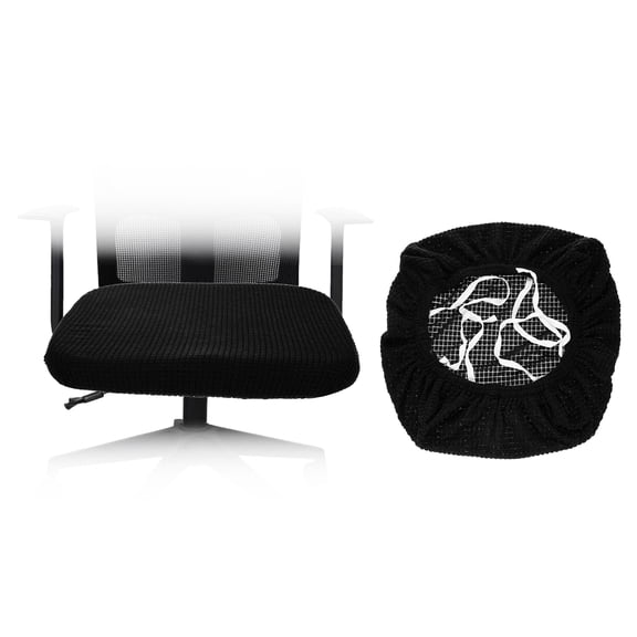 Office Chair Cover, Grid Computer Chair Seat Cover, L(45-48cm), Black