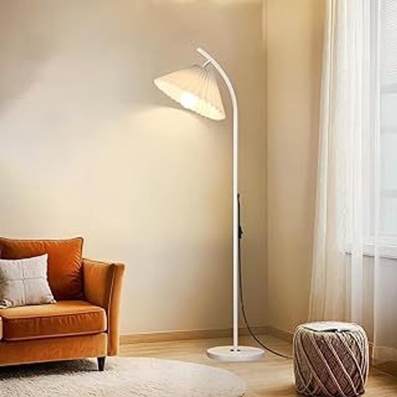 Lámpara de Pie, Moderna Simple Lampara de Piso con 3 Modos de Iluminación, Lampara de Piso para Sala de Estar Recámara Oficina, Blanco