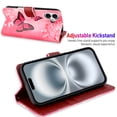 thumbnail image 3 of CaseHome iPhone 16 Wallet Case for Women, Cute Pink Flower Butterfly Pattern Magnetic Closure PU Leather Flip Cover with Card Holder and Kickstand Protective Phone Case, 3 of 7