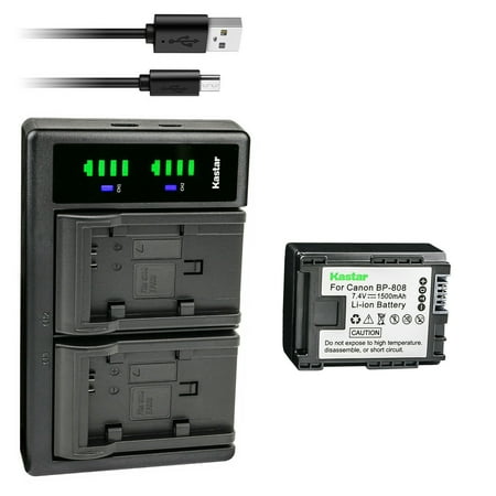 Kastar 1-Pack BP-808 Battery and LTD2 USB Charger Replacement for Canon BP-808 BP808 BP-809 BP809 BP-819 BP819 BP-827 BP827 Battery Canon CG-800 Charger Charger Canon VIXIA HF Cameras