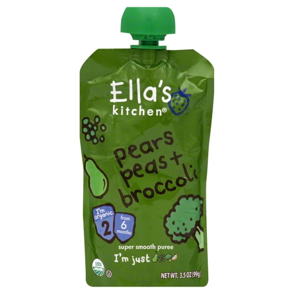 Ella's Kitchen Baby Food Broccoli, Pears Peas Case of 12 3.5 oz