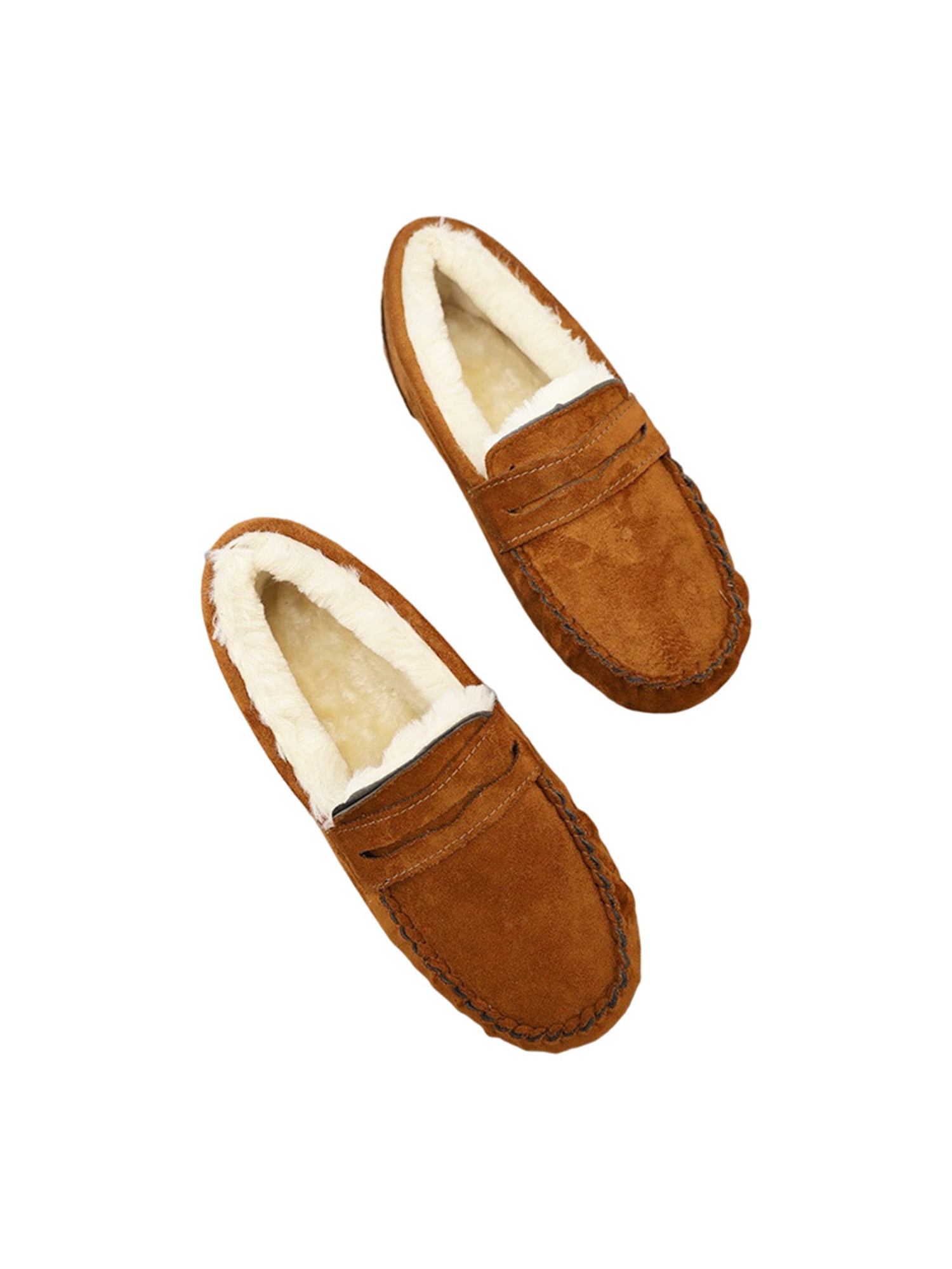 New Womens Moccasins Suede Sheepskin Fur Slip-on Indoor Outdoor Loafer Shoes 