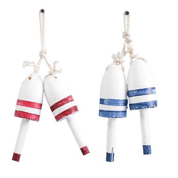WORGEOUS 2-Piece Coastal Wall Shelf Decor Set with Floating Pendant, Unique Beach Style Decoration, 29x12cm