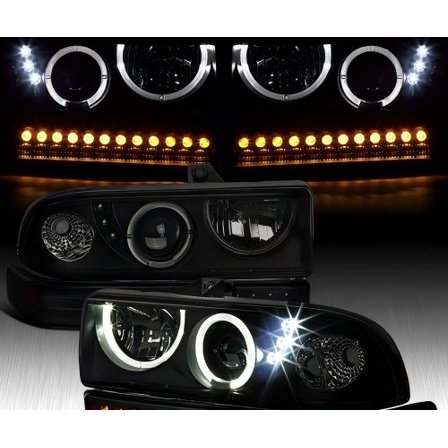 Black Smoke Fit 1998-2004 Chevy S10 Blazer Projector Headlights LED Bumper Lamps
