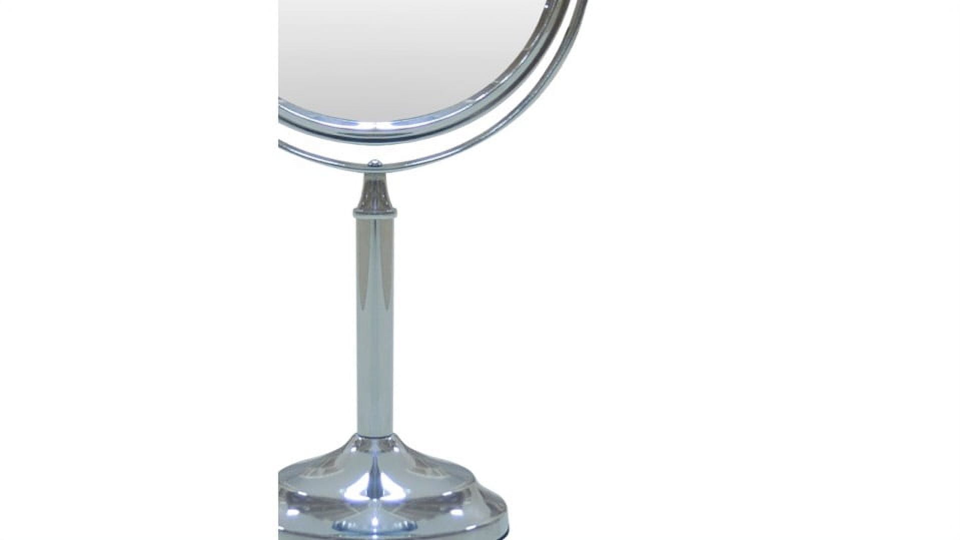 Eden Bath Round Two Sided 5X Chrome Framed Freestanding Makeup / Shaving Mirror