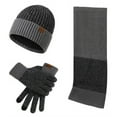 thumbnail image 2 of 3Pcs/Set Mens Winter Hat Scarf with Touchscreen Gloves Knit Beanie Hat Themal Gloves Long Scarf Set with Fleece Lined for Women Men, 2 of 8