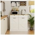 thumbnail image 2 of Kitchen Trash Can Cabinet with Drawers - White Storage Organizer, 2 of 9