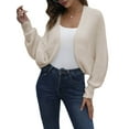 thumbnail image 3 of Cardigan Sweaters for Women Open Front Cropped Cardigan Sweater Long Sleeve Knit Bat Sweaters Shrug Top Color M, 3 of 10