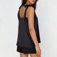 thumbnail image 5 of LNWUY Womens Satin Pajama Set Bow Tie Knot Tank Top Soft Breathable Comfort 2 Piece Cami Shorts Summer Sleepwear Black XL, 5 of 6