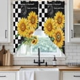 thumbnail image 6 of Yellow Sunflower Swag Valances for Windows 2 Pack, Kitchen Window Curtains 36 Inch Length, Black White Plaid Watercolor Floral Privacy Swag Curtains for Living Room/Bathroom with Rod Pocket 36"x36", 6 of 8