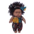 thumbnail image 5 of Xecvkr Black Vinyl Baby Doll Toy 8 Inch Realistic Curly Hair Soft Limbs Lifelike Companion Art Collection Gift for Kids Photo Prop Hand-Drawn Nails Removable Clothes, 5 of 5