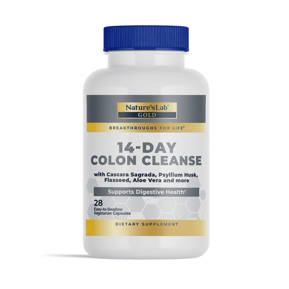 Nature's Lab Gold 14 Day Colon Cleanse* - Blend of Probiotics, Fiber, Flavonoids, Plant Extracts - 28 Ct (14 Day Supply)