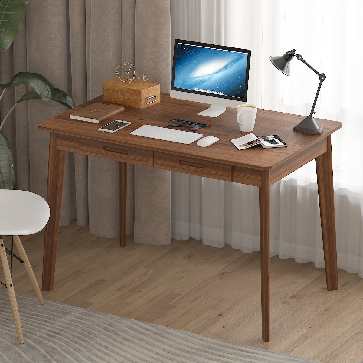 Homsee 39.4inch Home Office Computer Writing Desk with 2 Drawers