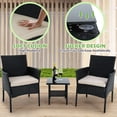 thumbnail image 3 of XF XINFENG Patio Furniture Outdoor Furniture 3 Piece Small Outdoor Patio Set with Coffee Table, Wicker Conversation Bistro Set with Glass Tabletop for Patio,Porch,Poolside(Black), 3 of 7