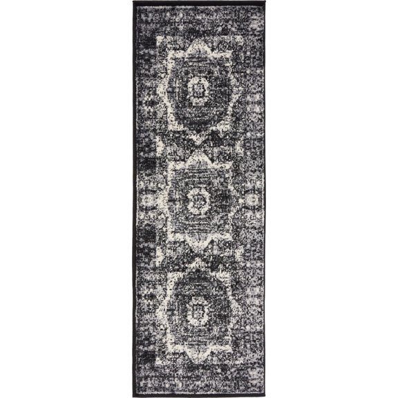 Unique Loom Imperial Collection Area Rug - Lygos (2' x 6' 1" Runner Light Gray/Black)