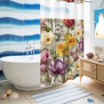 thumbnail image 5 of No Hook Shower Curtain, Spring Floral Shower Curtains for Bathroom with See Through Top Window, Farmhouse Flowers Watercolor Botanical Elegant Waterproof Bath Curtain Stand Up Stall 36"x72", 5 of 9