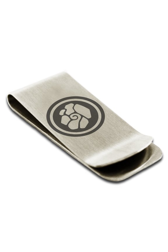 Stainless Steel Earth Element Rune Engraved Money Clip Credit Card Holder