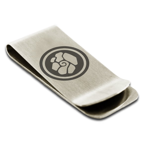 Stainless Steel Earth Element Rune Engraved Money Clip Credit Card Holder