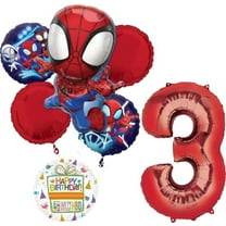 Spidey and Friends 3rd Birthday Party Supplies 7pc Foil Balloon Bouquet Decorations