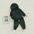thumbnail image 3 of Xudanell Baby Boy Clothes Solid Color Long Sleeved Hooded Sweatshirt Long Pants First Birthday Outfits 2PCS Set, 3 of 7