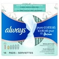 thumbnail image 3 of Always Serviettes en Coton Pur avec FlexFoam, Taille 1, Régulier, avec Ailes, Sans Parfum, 3 of 17
