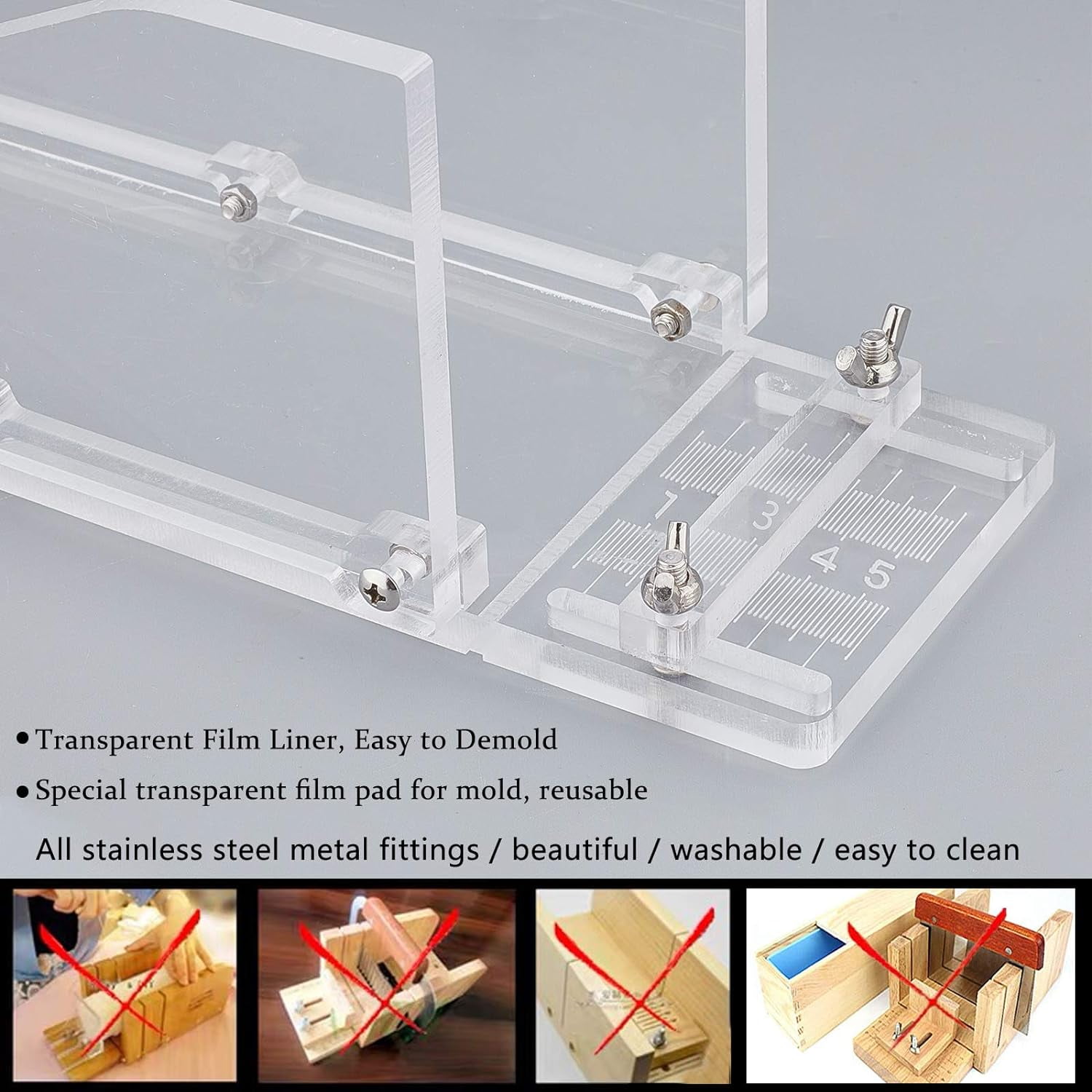 Adjustable Loaf Soap Cutter Acrylic Box Multifunction Cutting Beveler Planer Tool for Handmade Soap Cutting DIY
