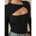 thumbnail image 2 of Asymmetrical Neck Cut Out Detail Long Sleeve Top, 2 of 5
