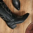 thumbnail image 4 of Women's Wide Calf Cowboy Boots Mid Calf Western Cowgirl Boots Pull On Comfortable Riding Boots, 4 of 6