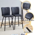 thumbnail image 4 of Ciphrias Bar Stools Set of 2, Black PU Leather Upholstered Counter Height Chairs with Backrest Footrest Metal Legs for Kitchen Island Bar, 4 of 8