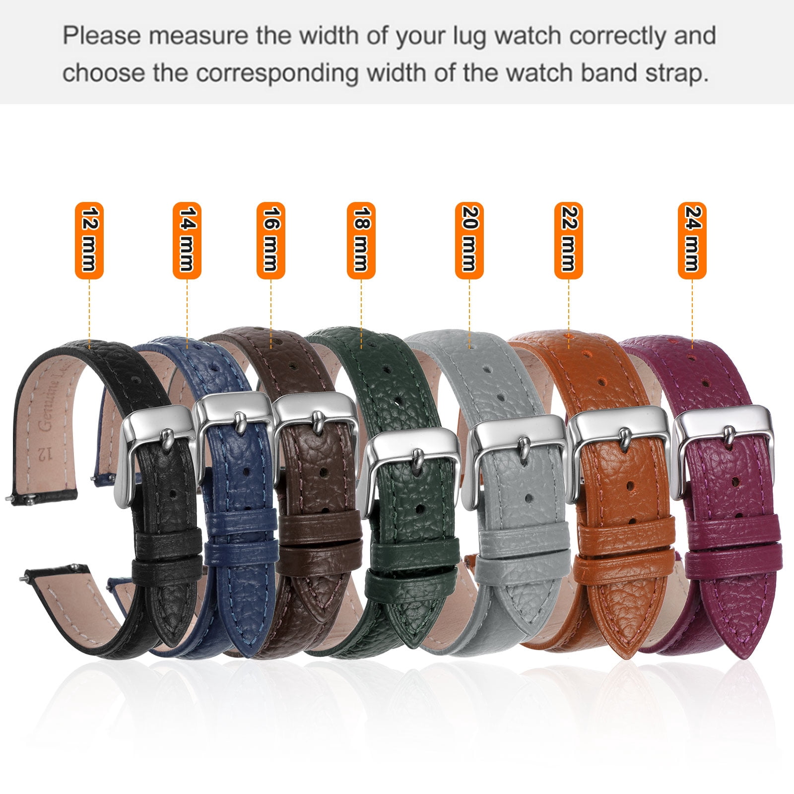 Uxcell Genuine Leather Watch Bands 16mm Flat Quick Replacement