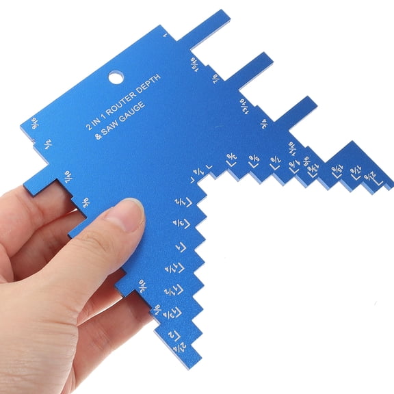WRITWAA Router and Table Saw Depth Gauge Blue Aluminum 2-in-1 Design
