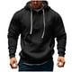 thumbnail image 2 of Dolkfu Sudadera con capucha de botón delantera para hombre, sudadera de color sólido con cordón, streetwear de manga larga para hombre XL, 2 of 5